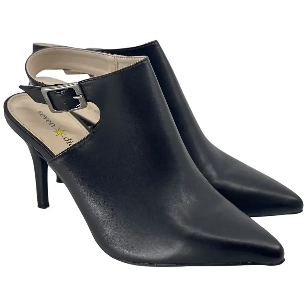 Seven Dials Sherly Black Pointed Toe Slingback Bootie Heels Women’s 7.5